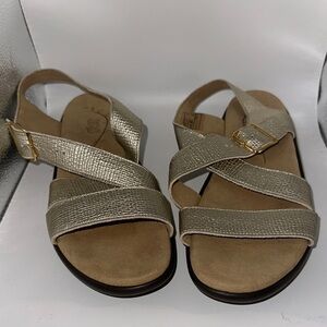 SAS Gold Sandals with Asymmetrical Straps